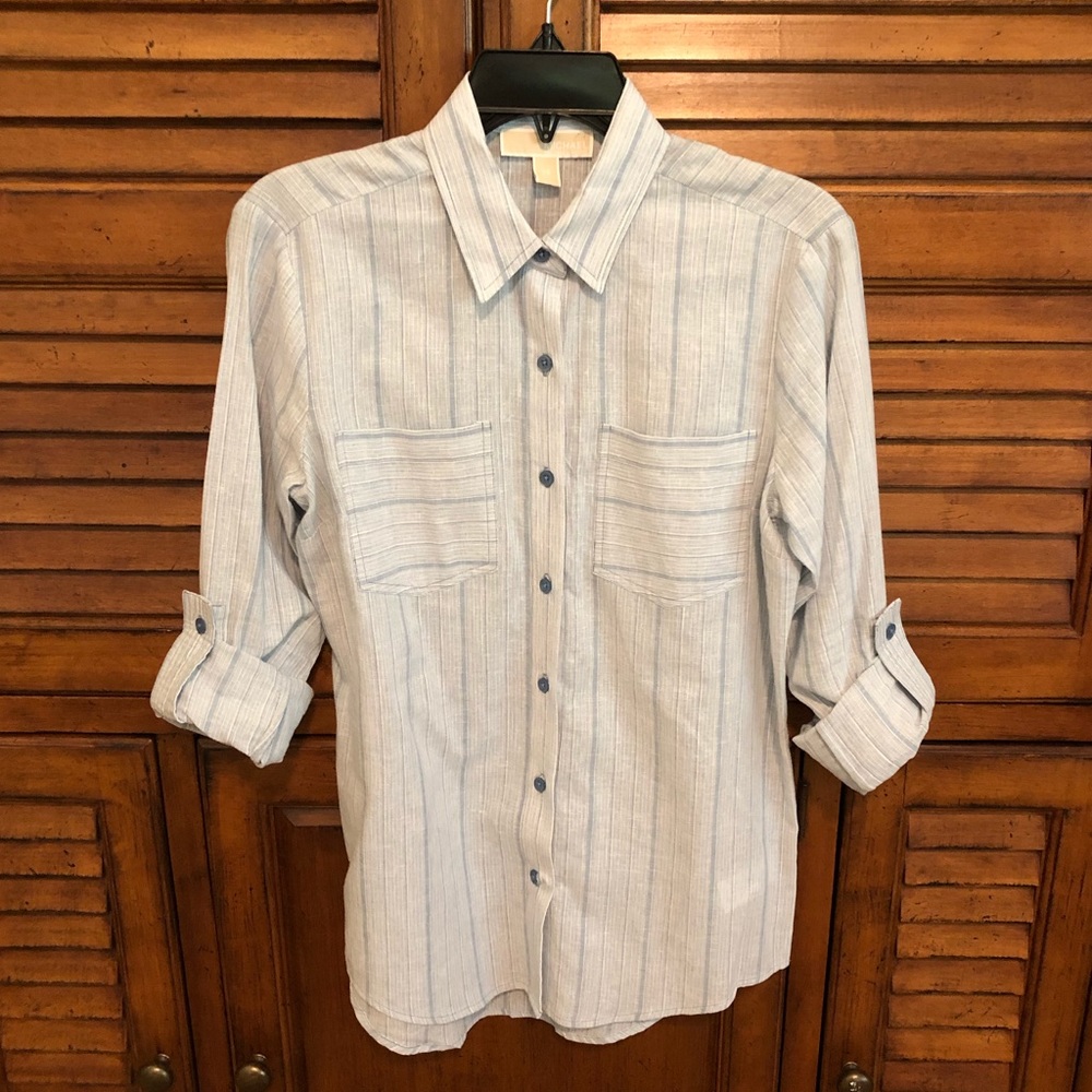 Michael Kors Light Blue/White Blouse - Size XS 🔹